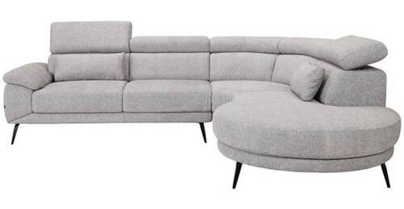 ECKSOFA in Velours Grau  - Schwarz/Grau, Design, Textil/Metall (299/264cm) - Novel