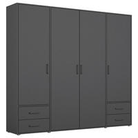 DREHTÜRENSCHRANK 187/194/53 cm,  in Grau, 4 Tür(en)  - Grau, MODERN, Holzwerkstoff/Kunststoff (187/194/53cm) - Rauch Möbel