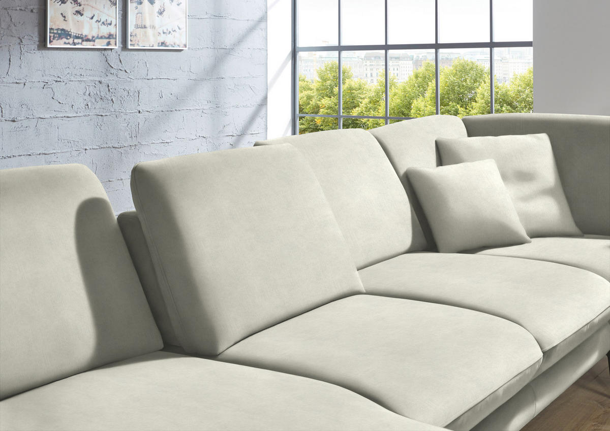 WOHNLANDSCHAFT in Velours Ecru  - Ecru/Schwarz, Design, Textil/Metall (180/344/208cm) - Dieter Knoll