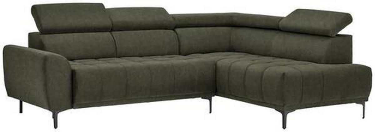 ECKSOFA in Velours Grün  - Schwarz/Grün, Design, Textil/Metall (261/191cm) - Stylife
