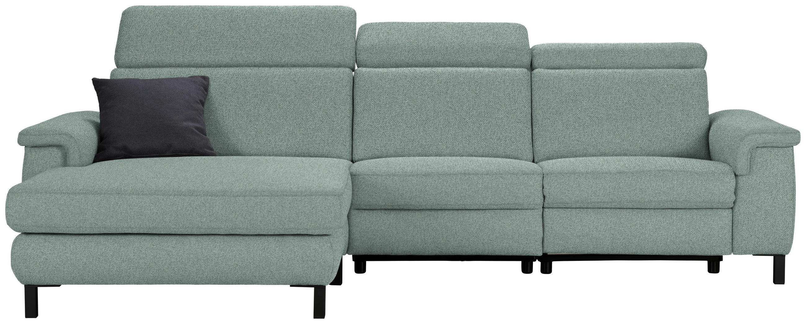 ECKSOFA in Flachgewebe Mintgrün  - Schwarz/Mintgrün, Konventionell, Textil/Metall (182/304cm) - Pure Home Comfort