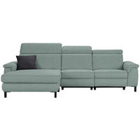 ECKSOFA in Flachgewebe Mintgrün  - Schwarz/Mintgrün, Konventionell, Textil/Metall (182/304cm) - Pure Home Comfort