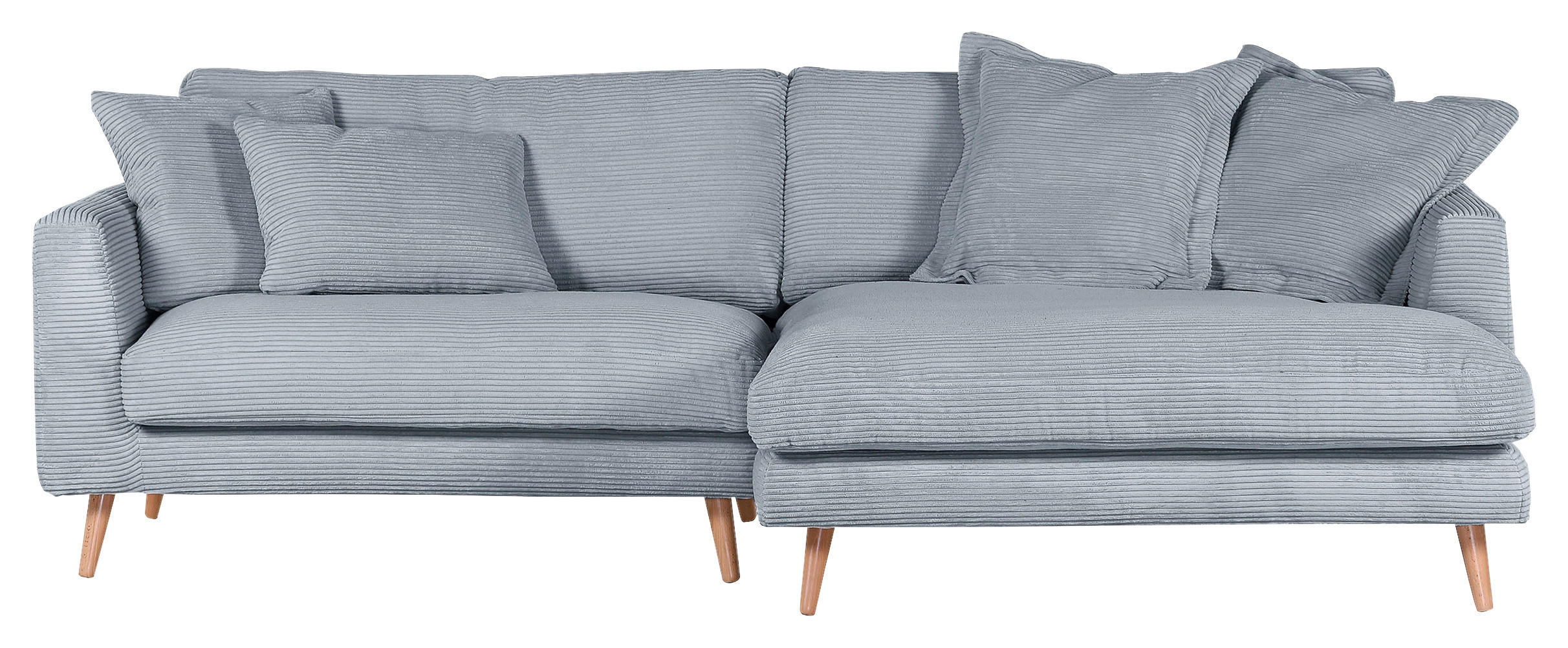 ECKSOFA in Cord Hellblau  270/140 cm  - Naturfarben/Hellblau, ROMANTIK / LANDHAUS, Holz/Textil (270/140cm) - Landscape