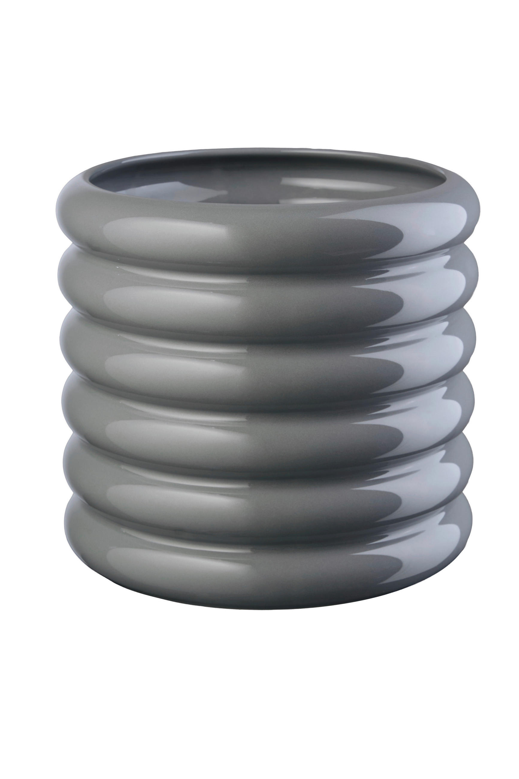 VASE loopy  - Grau Hochglanz, MODERN, Keramik (21,5/23cm) - ASA
