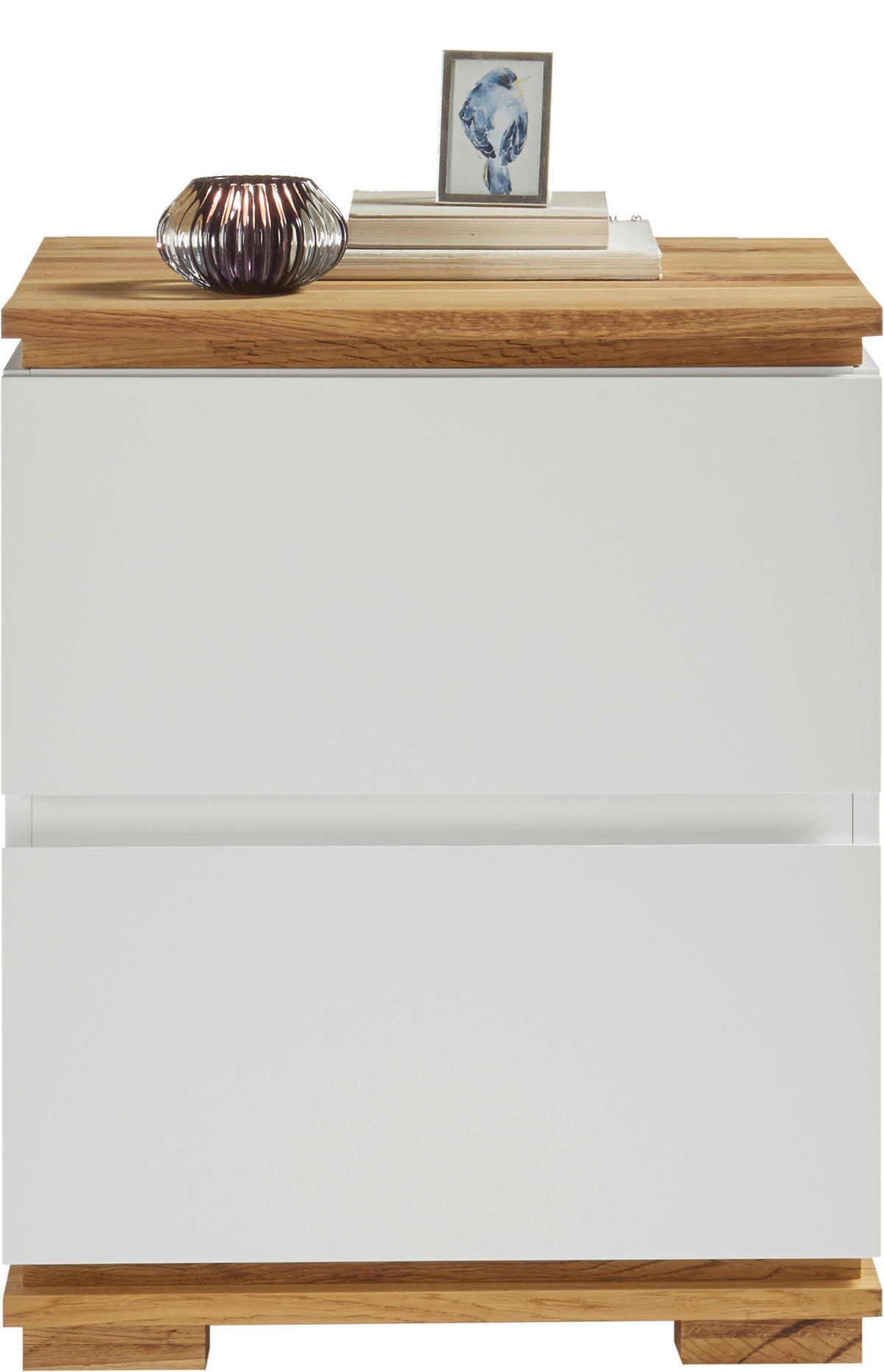 NACHTSCHRANK 48/59/40 cm Eiche massiv  - Eichefarben/Weiß, Basics, Holz/Holzwerkstoff (48/59/40cm)
