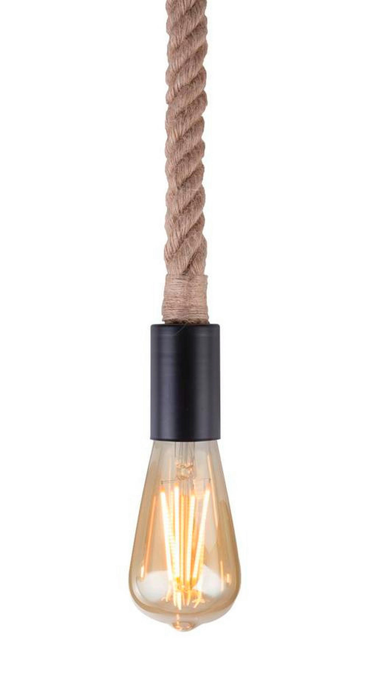 HÄNGELEUCHTE ULLEU 6/166 cm   - Schwarz/Braun, Natur, Naturmaterialien/Metall (6/166cm) - Globo