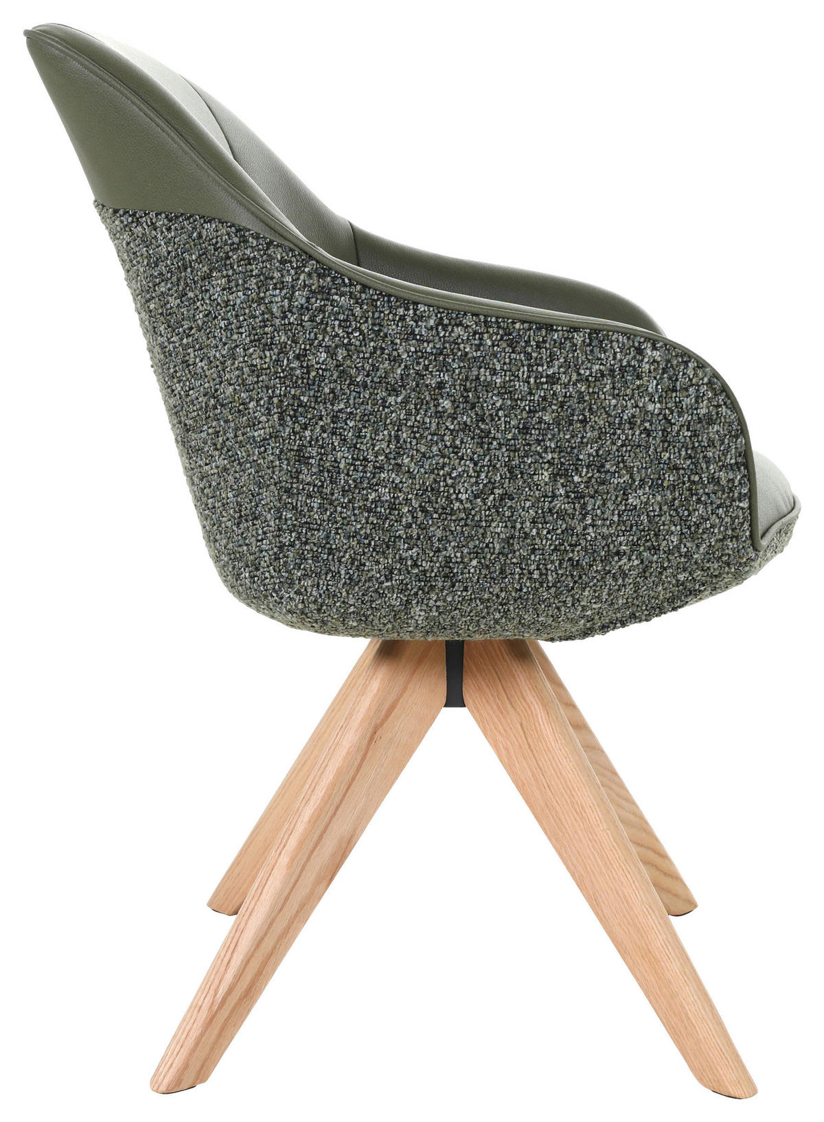 ARMLEHNSTUHL  in Lederlook, Chenille  - Eichefarben/Olivgrün, KONVENTIONELL, Holz/Textil (60/83/65cm) - Landscape