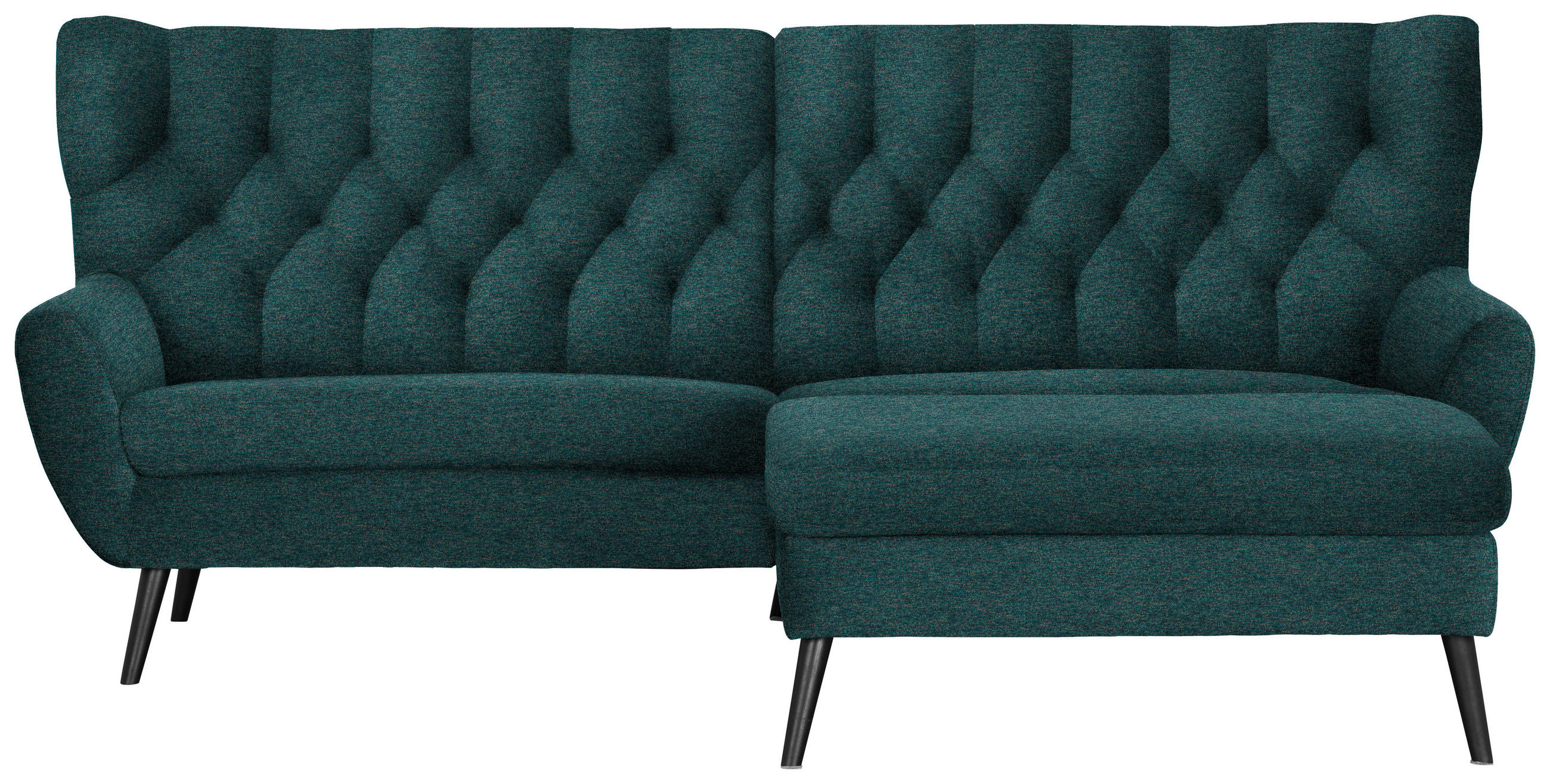 ECKSOFA Webstoff Petrol  - Petrol/Schwarz, Design, Holz/Textil (237/165cm) - Stylife