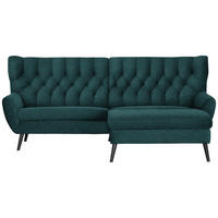 ECKSOFA  in Webstoff Petrol Rücken echt  237/165 cm  - Petrol/Schwarz, Design, Holz/Textil (237/165cm) - Stylife