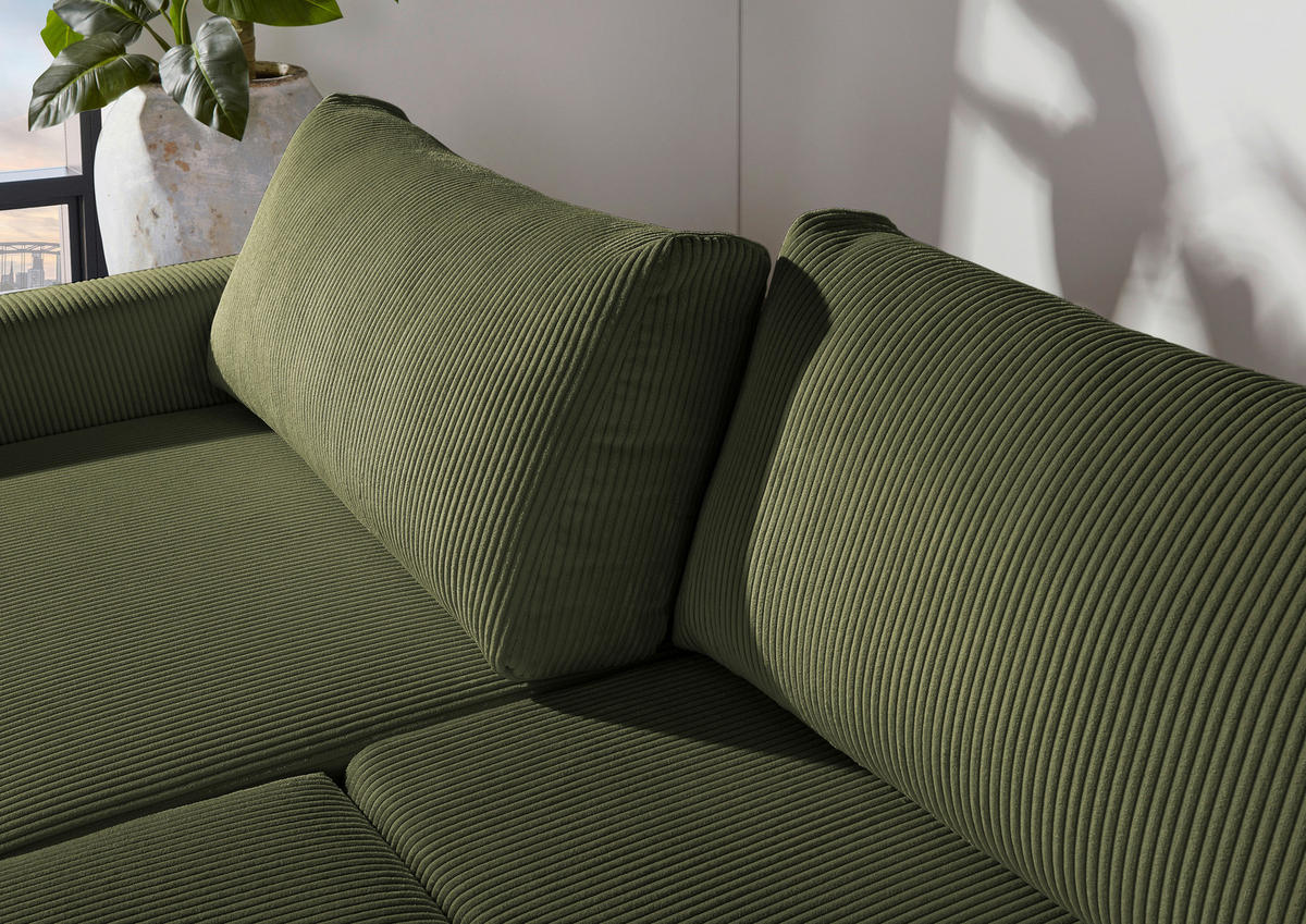 2,5-SITZER in Cord Olivgrün  - Schwarz/Olivgrün, Design, Kunststoff/Textil (240/70/125cm) - Xora