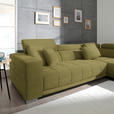 ECKSOFA  in Mikrofaser Grün  301/207 cm  - Chromfarben/Grün, Design, Textil/Metall (301/207cm) - Xora