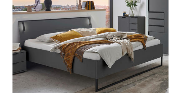 BETT 180/200 cm in Graphitfarben - Schwarz/Graphitfarben, Design, Metall (180/200cm) - Carryhome