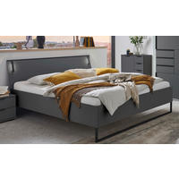BETT 180/200 cm,  in Graphitfarben, Beleuchtung,  - Schwarz/Graphitfarben, Design, Metall (180/200cm) - Carryhome