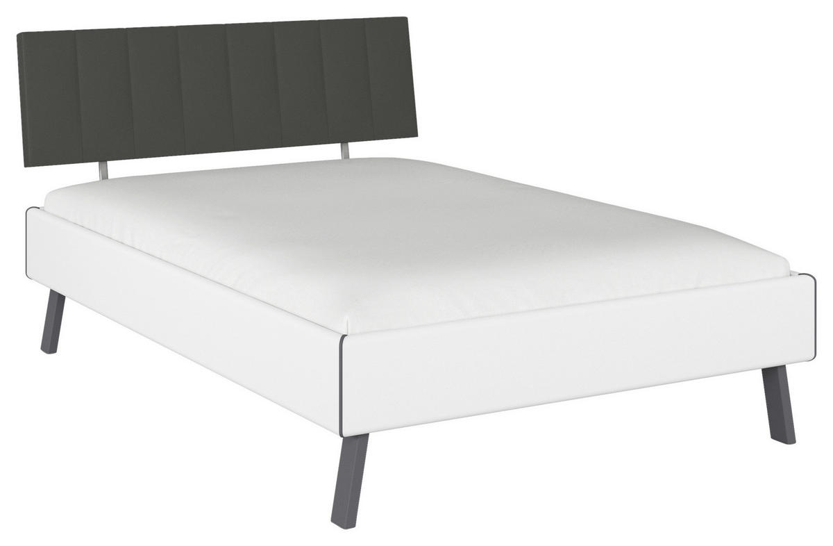 BETT 140/200 cm  in Weiß  - Weiß/Grau, Design, Textil/Metall (140/200cm) - Carryhome