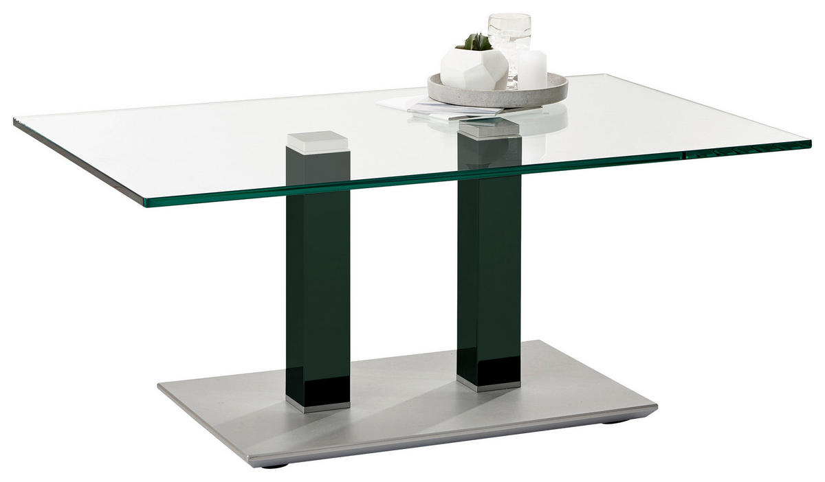 COUCHTISCH Metall, Glas 110/70/46-65 cm  - Edelstahlfarben/Grün, Design, Glas/Kunststoff (110/70/46-65cm)