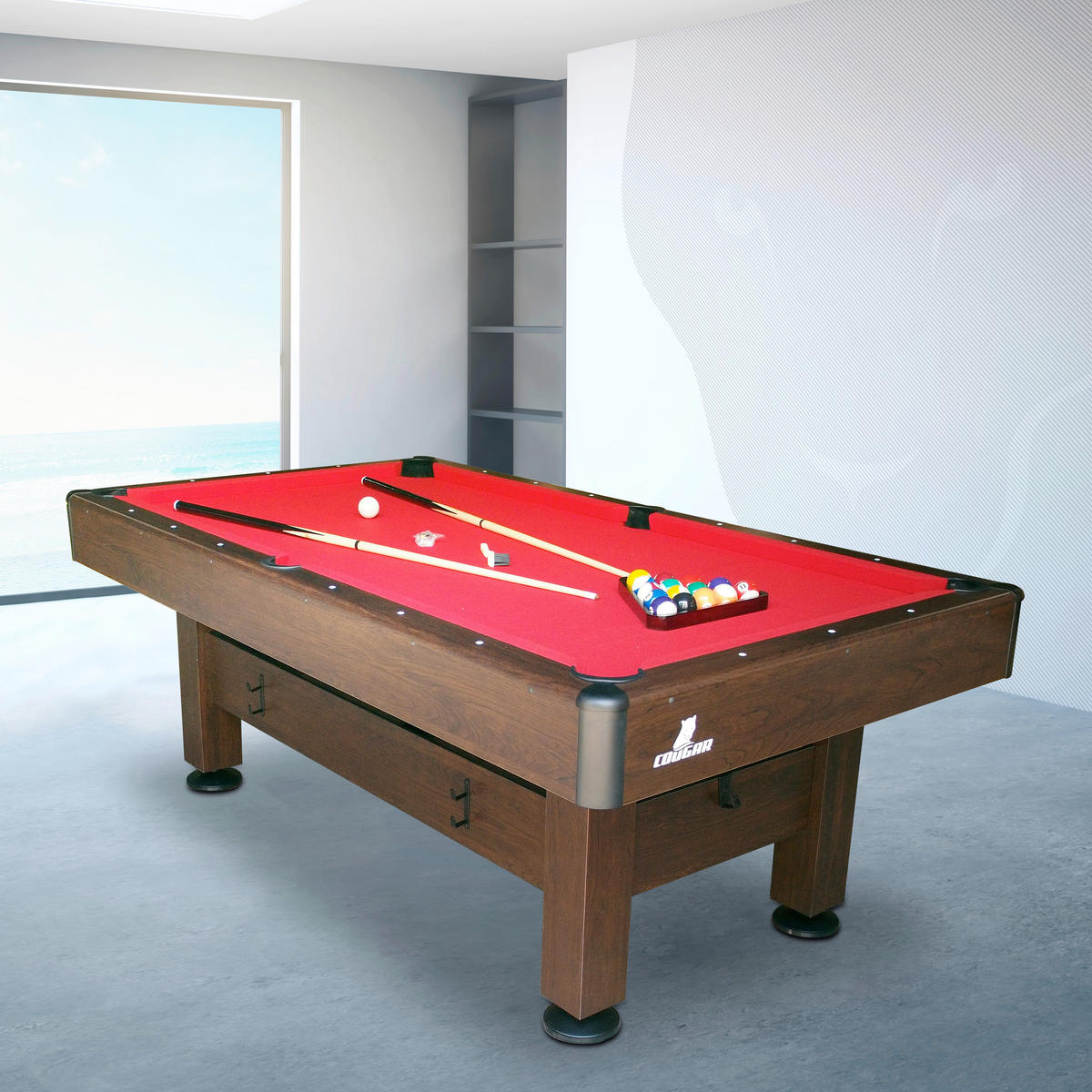 Billardtisch Saphir - Rot/Braun, Basics, Holz/Kunststoff (125/79/225cm) - Ambia Garden