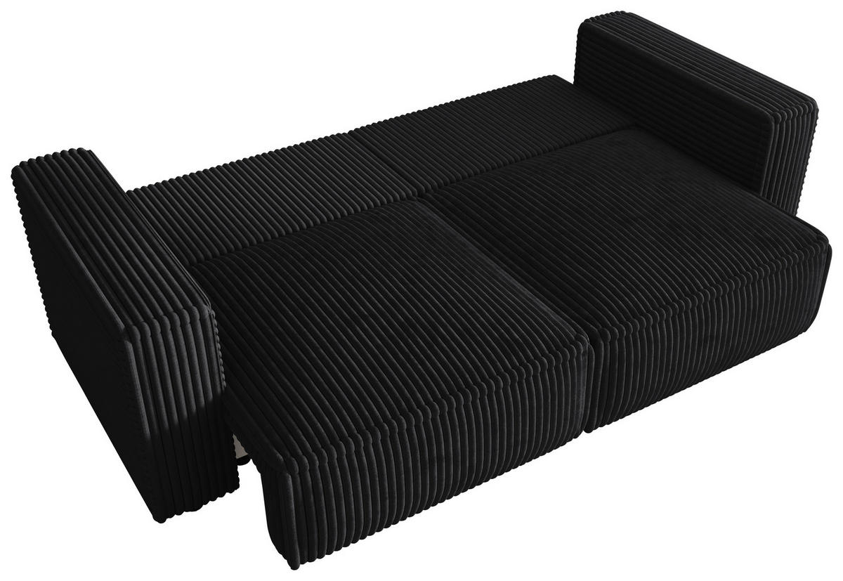 SCHLAFSOFA Cord Anthrazit  inkl. Zierkissen, Bettkasten, Schlaffunktion  - Anthrazit/Schwarz, MODERN, Kunststoff/Textil (250/68/104cm) - Xora