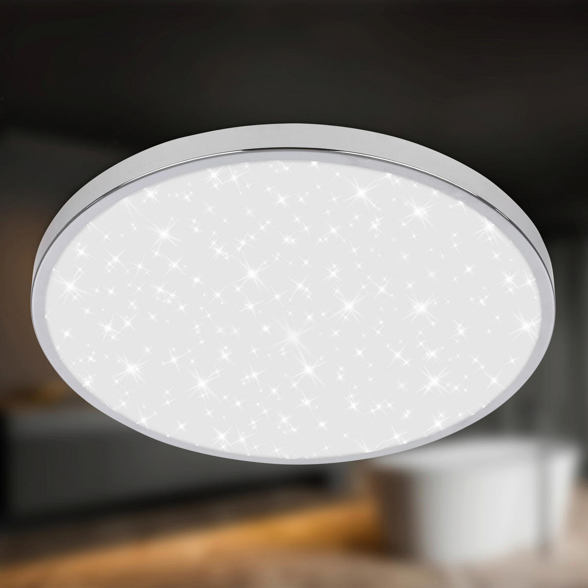 BADEZIMMER-DECKENLEUCHTE Tak 33,00/6,2 cm   - Chromfarben, Design, Kunststoff/Metall (33,00/6,2cm) - Briloner