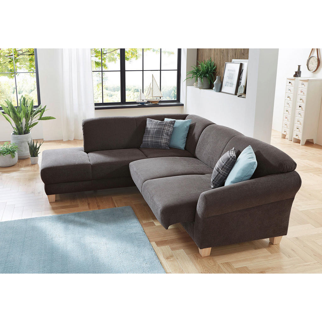 Thumbnail - Sit & More Ecksofa, Dunkelbraun, Textil, Buche, 6-Sitzer, Ottomane links, L-Form, 257x212 cm, Goldenes M, DGM-Klimapakt,...