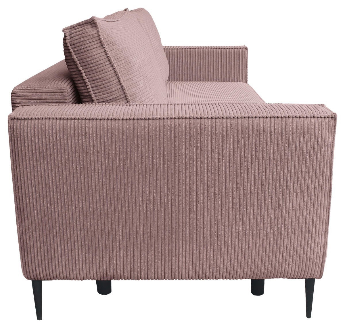 SCHLAFSOFA  mit Liegefunktion, Rücken echt, haustierfreundlicher Bezug Cord Altrosa  - Schwarz/Altrosa, KONVENTIONELL, Textil/Metall (222/93/98cm) - Carryhome