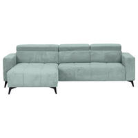 ECKSOFA Mintgrün Cord Rücken echt, Kopfteilverstellung, Sitzvorzug  - Schwarz/Mintgrün, KONVENTIONELL, Textil/Metall (170/257cm) - Carryhome