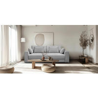 3-SITZER-SOFA MEGA Cord Grau  - Schwarz/Grau, Design, Textil (252/94/126cm) - MID.YOU