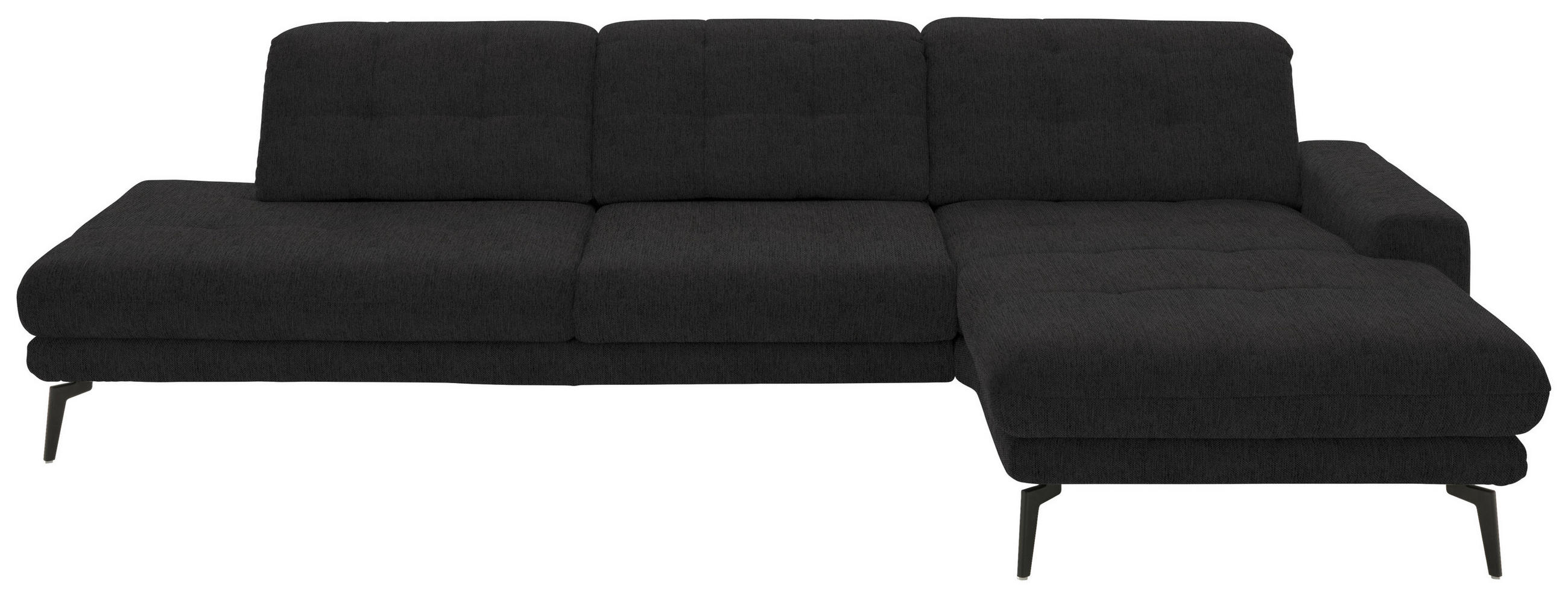 ECKSOFA in Flachgewebe Anthrazit  309/190 cm  - Anthrazit/Schwarz, Design, Textil/Metall (309/190cm) - Beldomo Style