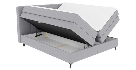 BOXSPRINGBETT 180/200 cm  in Hellgrau  - Hellgrau/Schwarz, KONVENTIONELL, Textil/Metall (180/200cm) - Carryhome