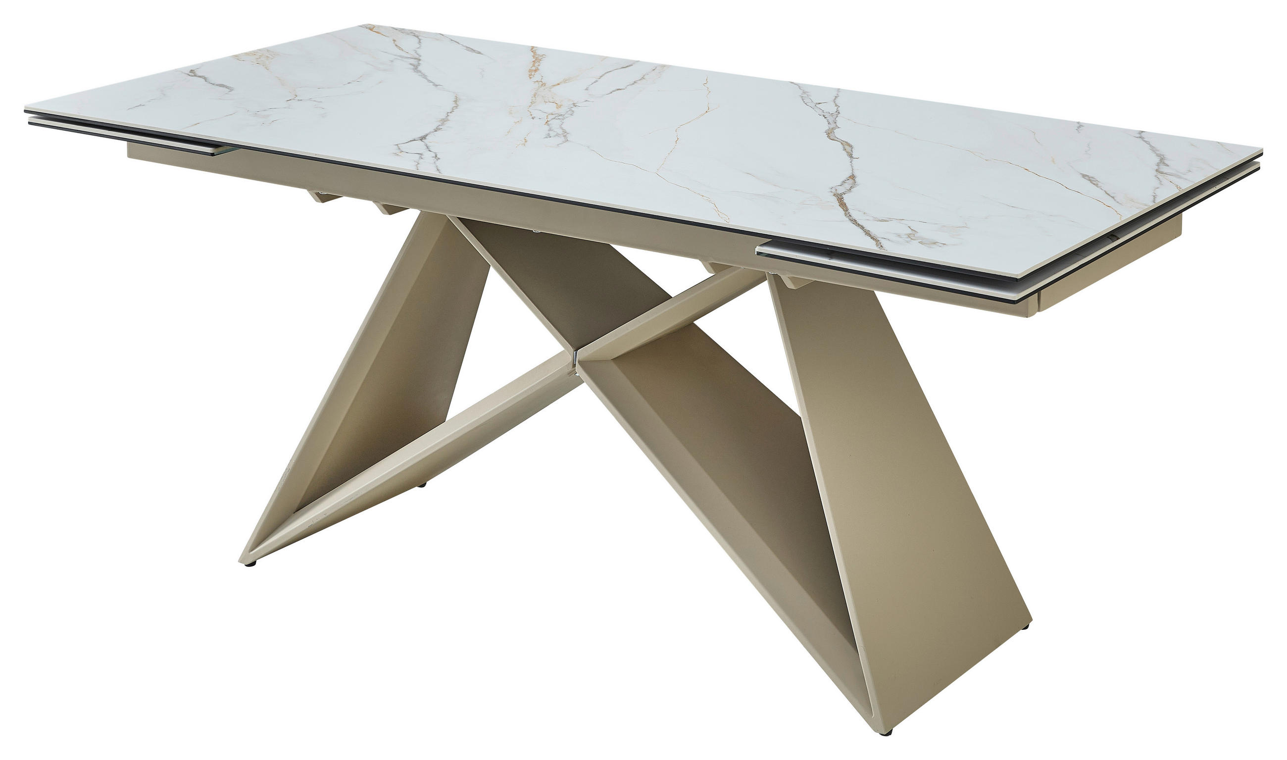 Esstisch ausziehbar Jamiro 180-260x76x90 cm Beige/Weiß