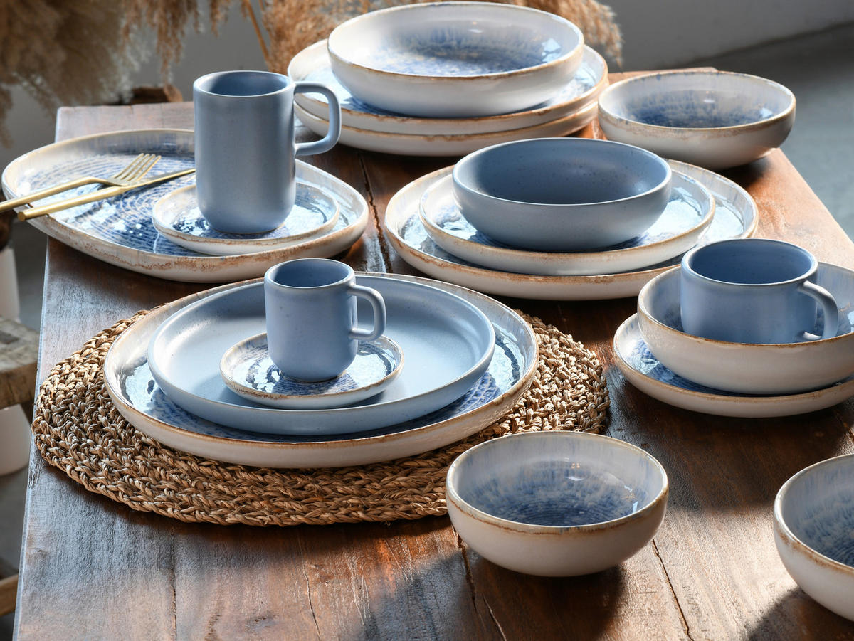 TAFELSERVICE Uno 8-teilig  - Blau/Weiß, Basics, Keramik - Creatable
