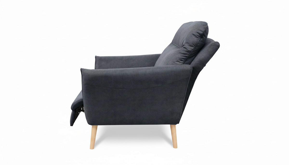 RELAXSESSEL in Textil Blau  - Blau/Buchefarben, Design, Holz/Textil (88/110/92cm) - Livetastic