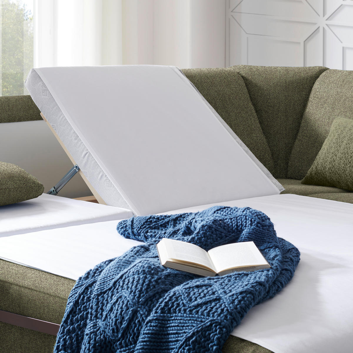 WOHNLANDSCHAFT in Chenille Olivgrün  - Alufarben/Olivgrün, KONVENTIONELL, Kunststoff/Textil (236/322/158cm) - Sedda