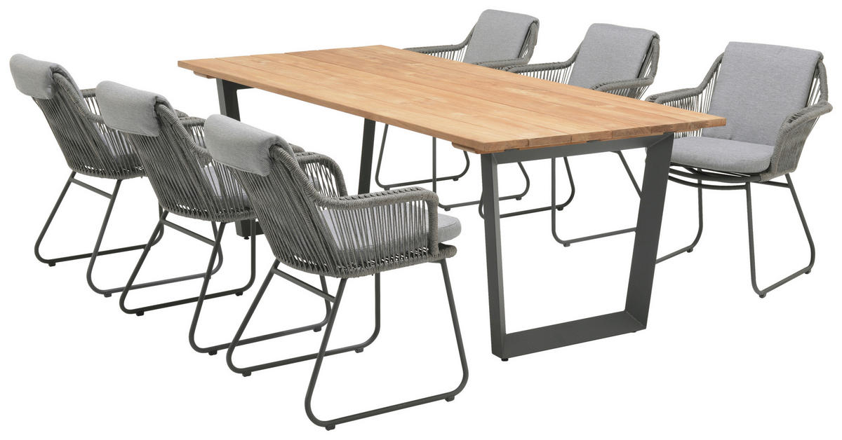 GARTENTISCH Holz, Metall Anthrazit, Teakfarben rechteckig  - Anthrazit/Teakfarben, MODERN, Holz/Metall (216/99/75cm) - Amatio