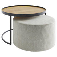COUCHTISCHSET in Holz 50/50/39 cm  - Eichefarben/Hellgrau, Design, Holz/Textil (50/50/39cm) - Novel
