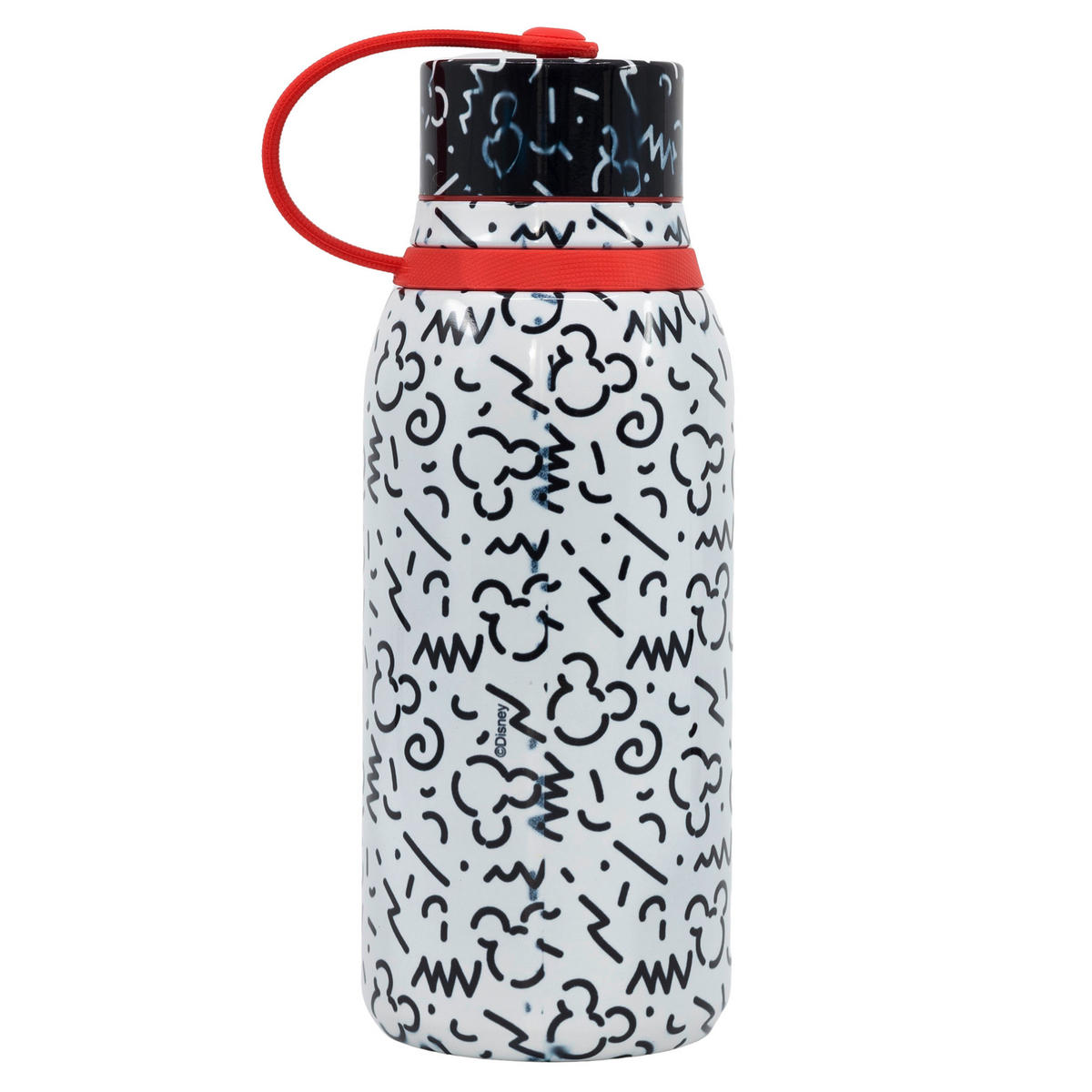 TRINKFLASCHE 0,330 L  - Rot/Schwarz, Basics, Kunststoff/Metall (6,7cm) - Disney