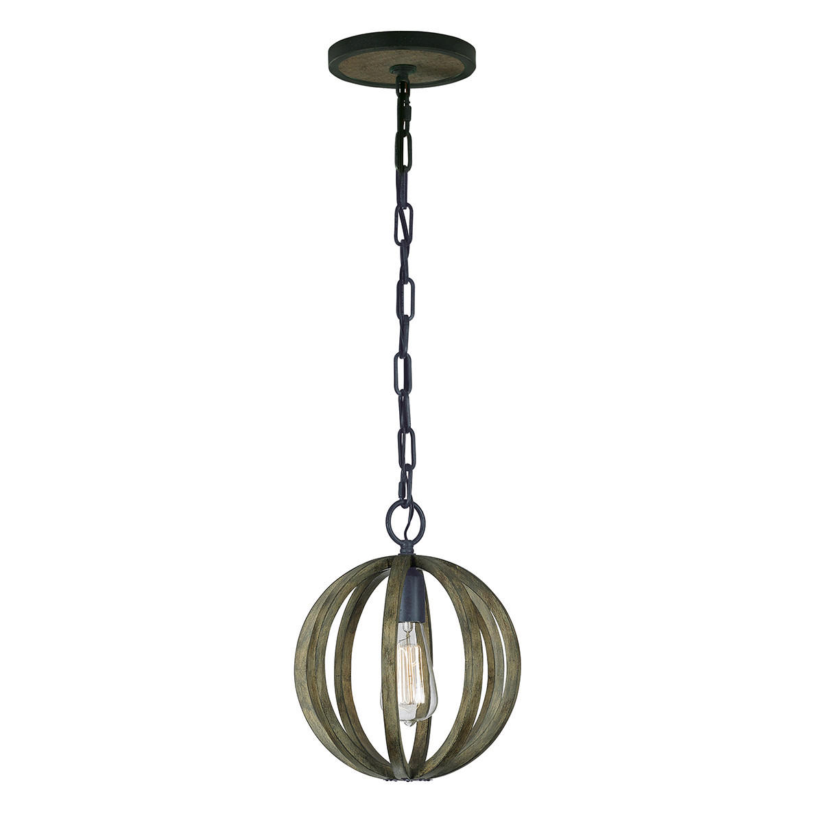 HÄNGLAMPA Elstead Allier 25.4/47 cm  - ekfärgad, Klassisk, metall/trä (25.4/47cm) - Elstead Lighting