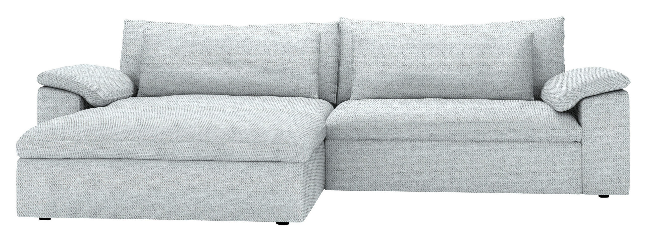 ECKSOFA 198/306 cm  in Chenille Grauweiß Rückenkissen, Nierenkissen, Armlehnenkissen, Rücken echt  198/306 cm  - Grauweiß/Schwarz, MODERN, Kunststoff/Textil (198/306cm) - Carryhome