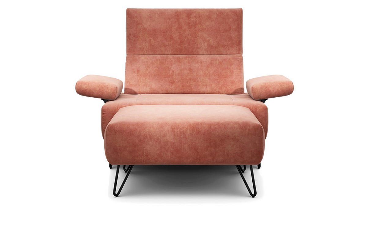 SESSELSET Samt Armteilverstellung    - Schwarz/Rosa, Design, Textil/Metall (114-142/85/86-94cm) - SENSOO
