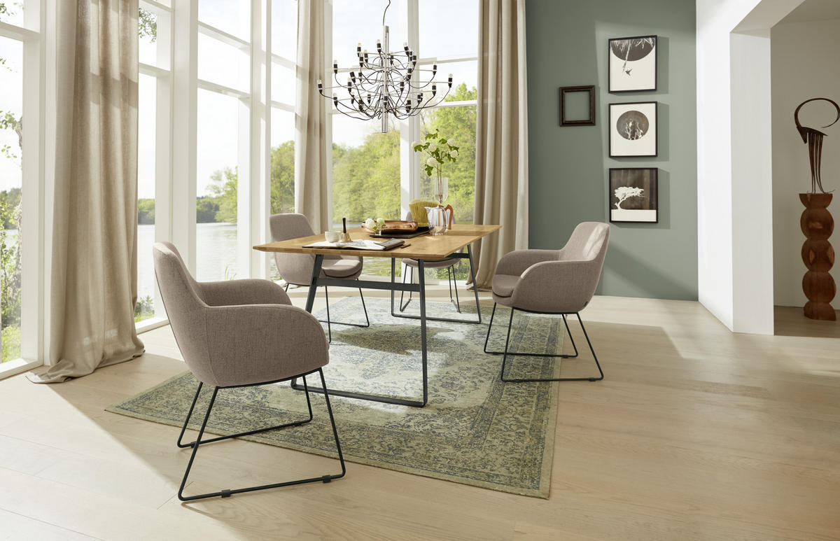 ARMLEHNSTUHL  in  - Taupe/Schwarz, Design, Textil/Metall (62/86/66cm) - Musterring