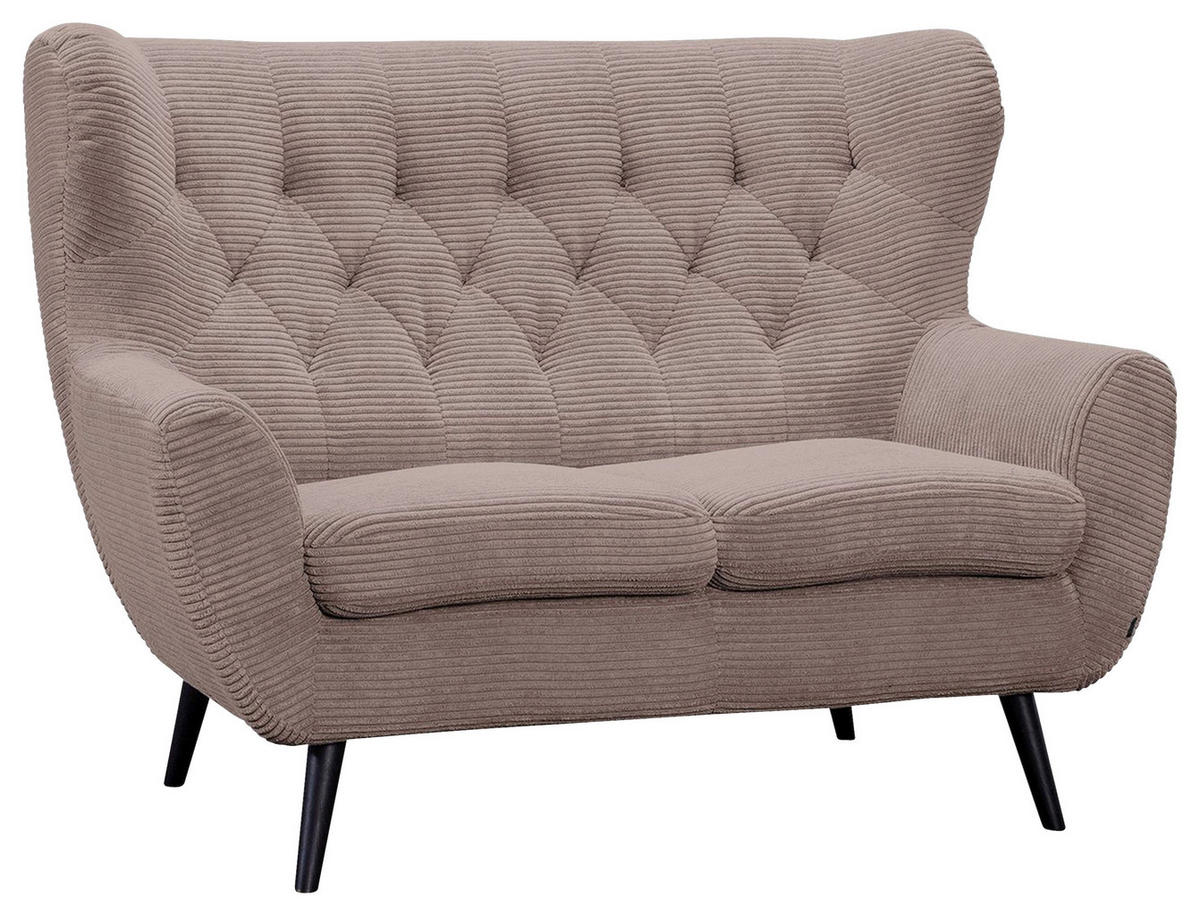 2-SITZER-SOFA Cord Braun  - Schwarz/Braun, Design, Holz/Textil (137/101/95cm) - Stylife