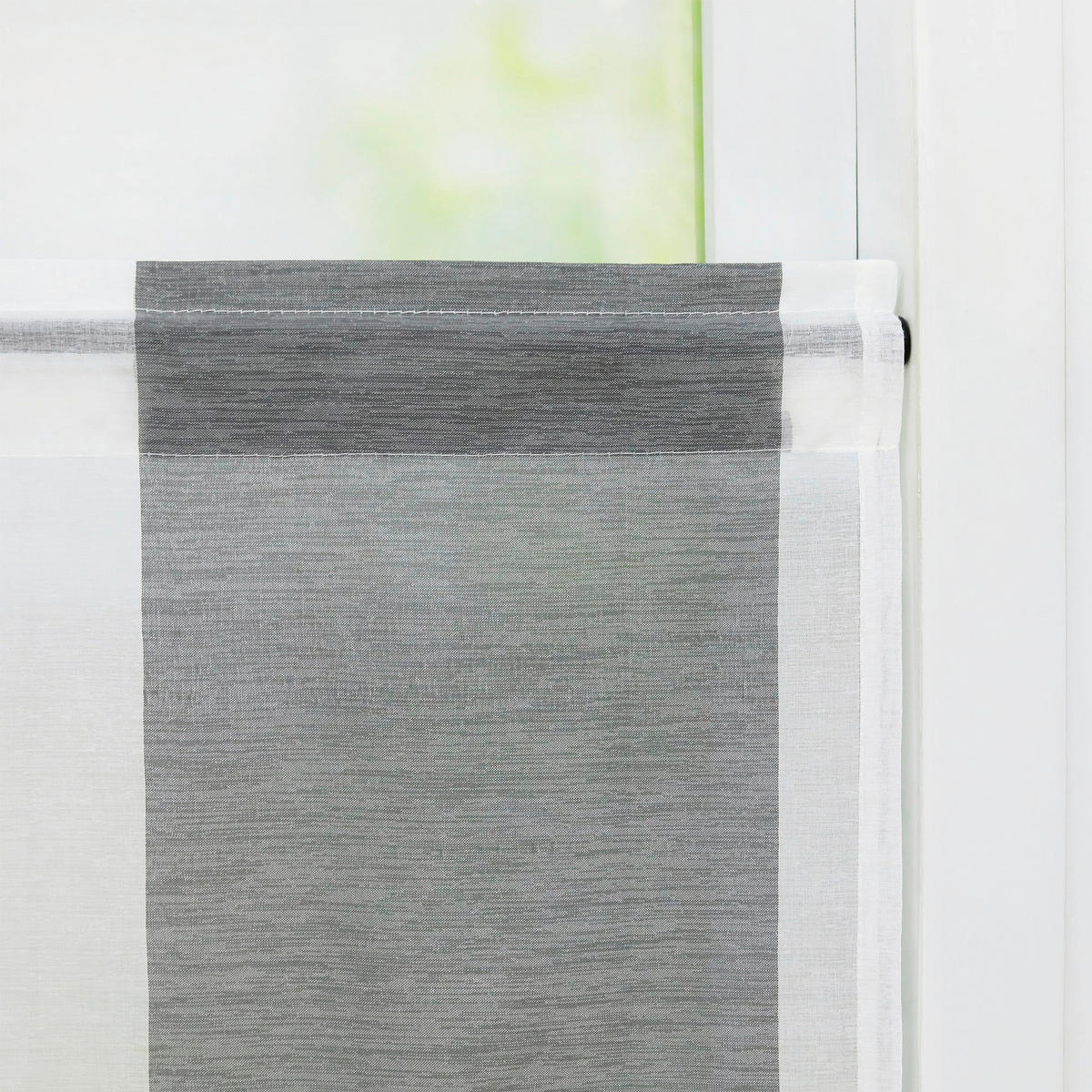 KURZGARDINE   90/45 cm   - Weiß/Grau, Basics, Textil (90/45cm) - Joyswahl