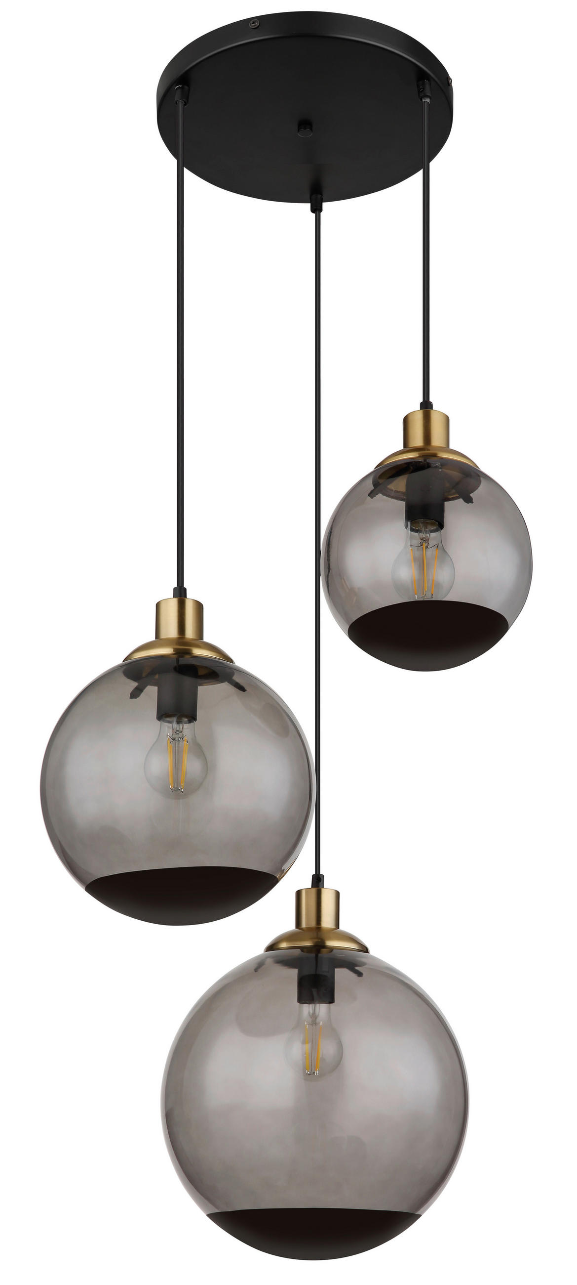 HÄNGELEUCHTE 51/120 cm   - Messingfarben/Schwarz, Design, Glas/Kunststoff (51/120cm) - Globo