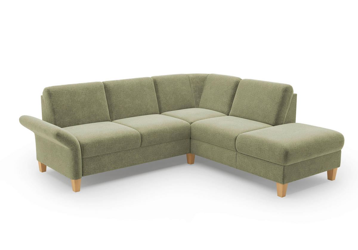 ECKSOFA ROCHELLE E Hellgrün Flachgewebe  - Eichefarben/Hellgrün, KONVENTIONELL, Holz/Textil (240/216cm) - Sit & More