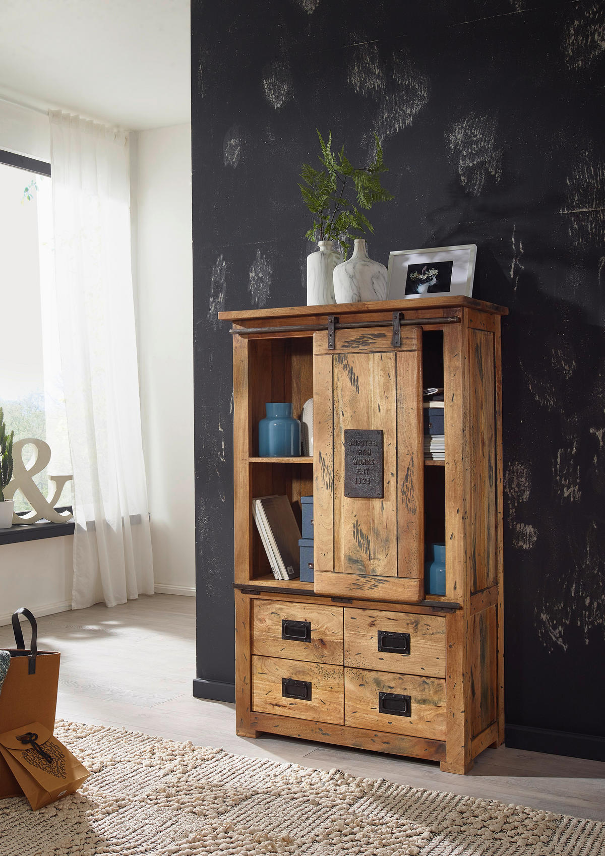 HIGHBOARD  in 90/150/45 cm  - Naturfarben, Konventionell, Holz/Metall (90/150/45cm) - Livetastic