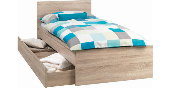 BETT 90/200 cm in Sonoma Eiche - Sonoma Eiche, KONVENTIONELL, Holzwerkstoff (90/200cm) - Carryhome