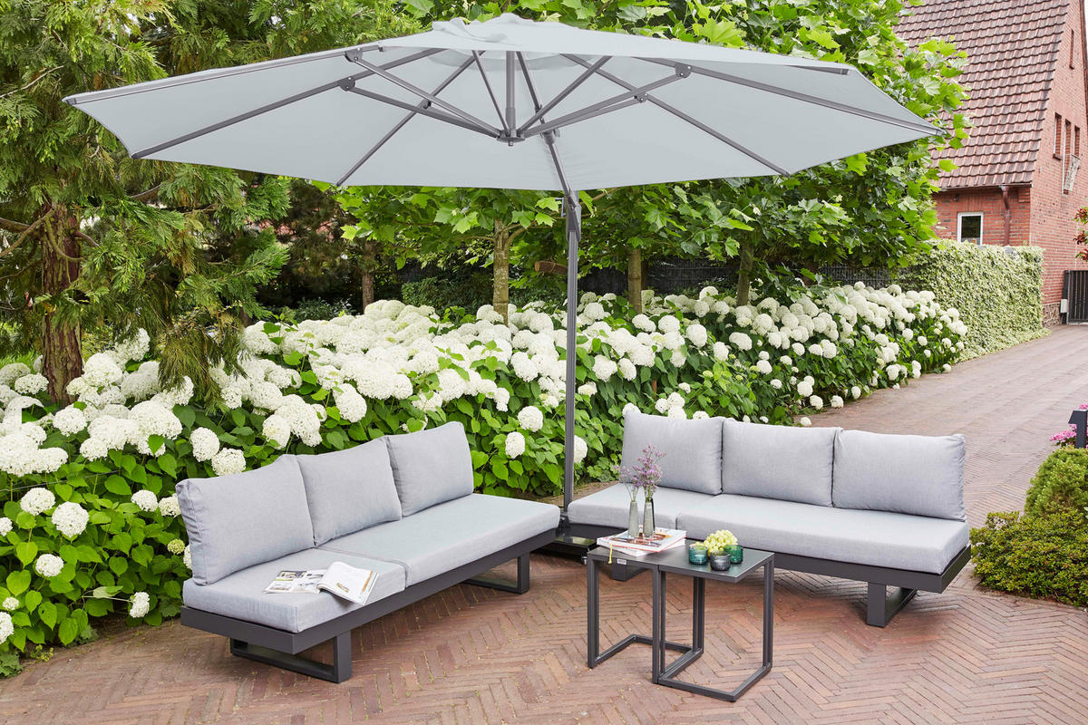 AMPELSCHIRM  350/350 cm  - Anthrazit/Grau, KONVENTIONELL, Textil/Metall (350/350cm) - Siena Garden