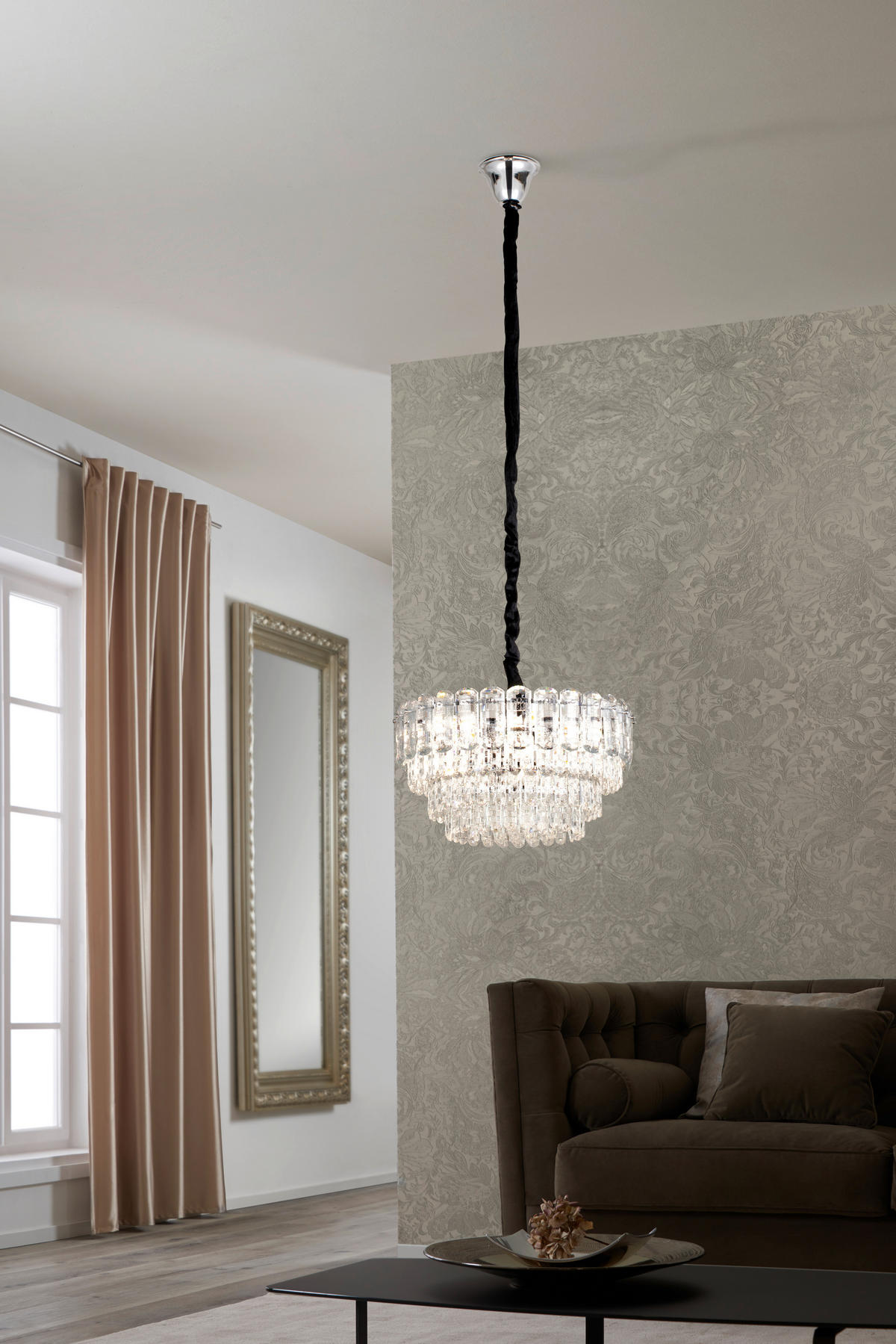 HÄNGELEUCHTE Imotski 52,5/150 cm  - Chromfarben, Design, Glas/Metall (52,5/150cm) - Glandor