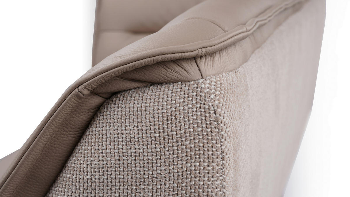 ECKBANK 237/178 cm Struktur Echtleder Schwarz, Taupe   - Taupe/Schwarz, Design, Leder/Textil (237/178cm) - Novel