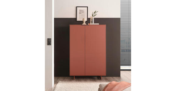 HIGHBOARD Schwarz, Rotbraun  95/134/38 cm  - Rotbraun/Schwarz, MODERN, Holzwerkstoff/Metall (95/134/38cm) - Carryhome