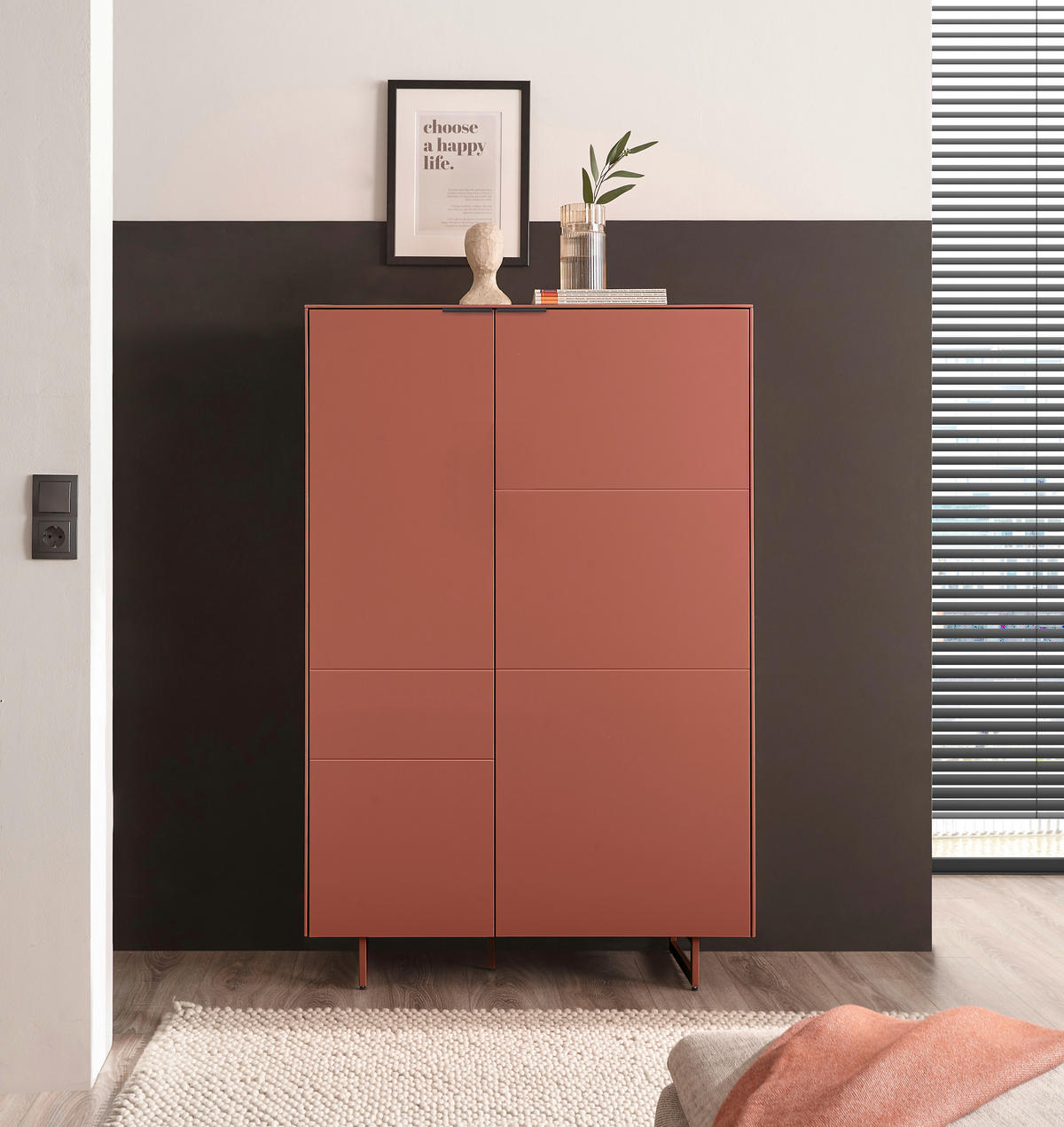 HIGHBOARD Schwarz, Rotbraun  95/134/38 cm  - Rotbraun/Schwarz, MODERN, Holzwerkstoff/Metall (95/134/38cm) - Carryhome